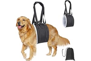 MHwan Tragehilfe Hund, Unterstütztes Gehen, Verbessertes Design der tragbaren Schnalle auf der Rückseite, Hochwertiges Wasserdichtes und Schmutzabweisendes PU-Leder und Flauschig Weiches Material (L)
