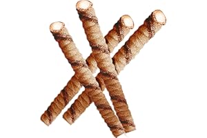 Bazko knusprige Waffelröllchen mit Kakaofüllung | 450 g | süße Knusperröllchen mit Kakaostreifen | gefüllte Röllchen | als Eisbecher Garnierung, Deko, süßer Snack