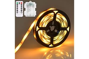 SUNSHINE SMILE LED Streifen Batteriebetrieben,1M 8 Modi LED Strip Batteriebetrieben,LED Lichtleiste Batterie mit Timer,Dimmbar LED Strip mit Fernbedienung,Wasserdichte Lichtleisten,LED Lichtband Wasserdicht