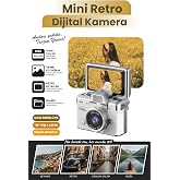 Mini Dijital Kamera Anahtarlık Kamera 1080P Ekranlı Flaşlı Selfie Video Vlog Kamerası - G&uuml;m&uuml;ş
