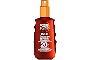 Garnier Olejek do opalania z LSF20, nawilżająca ochrona przed słońcem i przyspieszająca opalanie, Ambre Solaire Ideal Bronze, 1 x 150 ml