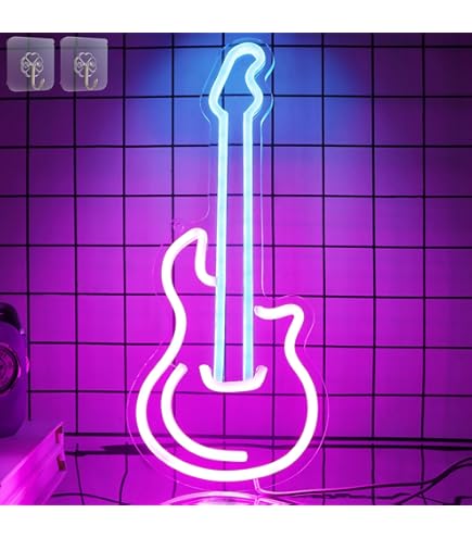 CooPark Panneau Néon Pour Guitare, Art Mural, éclairage Néon Avec USB à Intensité Variable, Studio, Amateurs De Musique, Fête, Bar, Décoration De