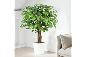 ‎KEEPLUSH Keeplush Artificial Plant Ficus Tree 90 cm, Artificial Plants Large Like Real with Natural Wood Trunk, Artificial Tree Large for Living Room, Bedroom, Office, Garden