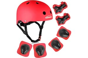 KAMUGO Enfants Casque de vélo pour Les âges 2-8 garçons avec Filles équipement de Protection de Sport Genou coude Poignets pour Skateboard vélo Scooter Patins Ligne