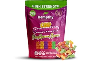 Hempthy High Strength CBD Gummies 1000mg, 20mg x 50 Gummies, HIGH Strength CBD Gummy Bears, 1000mg Total CBD, THC Free, Best UK CBD Gummy Bears, for Pain Relief, Stress Relief & Better Sleep