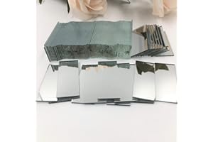 NUORUI Rechteckige Spiegelmosaikfliesen, Ziegelform, silberfarben, Glasfliesen, 60 Stück (15 mm x 35 mm)