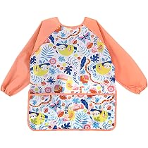 Tablier Imperméable Enfant 3-8 Ans – Manches Longues, Poche, Motifs Fun, Pour Peinture, Cuisine Et Bricolage