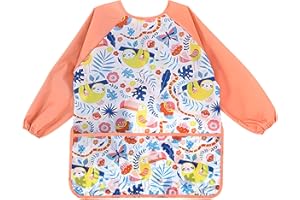 REEKNOKOL Tablier pour Enfants de 3 à 8 Ans, Imperméable à Manches Longues, Avec Poche pour Peindre, Cuisiner, Manger, Arts et Artisanat