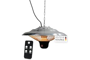 DRULINE 1500W Deckenheizstrahler mit Fernbedienung Ø45cm Infrarot Heizstrahler Terrasse Heizpilz Infrarotheizung Decke Infrarotstrahler Outdoor Terassenheizstrahler Terassenheizer Infrarot Deckenheizung