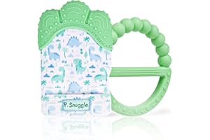 Precious Snuggle™ | 2 Pack Baby Teething Mitten 2023 | Baby Teether - 3 in 1 Set | Teething Glove | Prevents Finger Sucking | Baby Toy Essentials Teething Gift Packaging (Dinos)