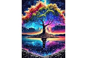 Musevial Tree of Life Stamped Cross Stitch Kits - Colorful Printed Easy Pattern Needlepoint Kits Embroidery Crafts for Adults Beginners Gift 12x16 Inch