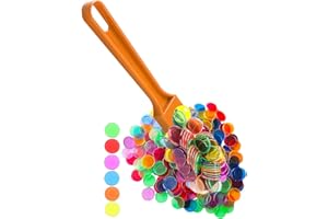 Dacefloy Lot de 100 jetons magnétiques Bingo - 1 Barre magnétique et 6 Couleurs - 100 puces en métal Transparent pour Marques de Jeu, Homeschool Supplies Math Counters (Orange)