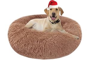 Nepfaivy Domowe legowisko dla kotów i psów - puszyste łóżko dla średnich psów, antystresowe i miękkie legowisko dla psa, zmywalne, jasnoszary, XXL-80 cm