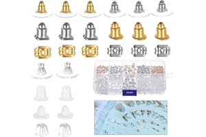 Coptiner 450 PCS Earrings Backs Safety Kit 10 Styles Butterfly Scrolls Earring Stoppers Metal Rubber Plastic Earring Pad Clear Earrings Backs for Women's DIY Jewelry Supplies Droopy Ears Heavy
