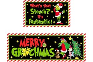 IDEAPRON Weihnachtliche Küchendekorationen, Lustige Weihnachtsmatten, 2 Stück Küchenteppiche, Stink Stank Stunk Area Teppiche, Neuheit Xmas Fußmatte Badezimmer Dekor, 43 x 75 cm und 43 x 120 cm