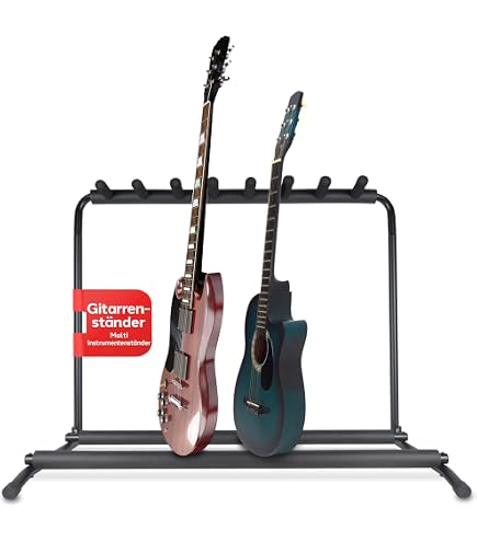 K&M Guardian 5 Gitarrenständer Für 5 Instrumente, Schwarz – Transluzente Auflagen, Auch Für Nitrolack Geeignet