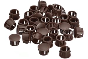 ‎QUARKZMAN QUARKZMAN 12mm (15/32") Kunststofflochstopfen, 36 Stück Flache runde Einsteckbefestigungen zum Verschließen von Möbel- und Paneelöffnungen, braun