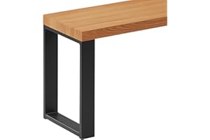 LAMO Manufaktur Banco para Mesa de Comedor 30x120x47 cm (Ancho x Largo x Alto), Patas para Muebles Modelo Simple Negro/Asiento Rustical, LSB-01-A-003-120-9005S