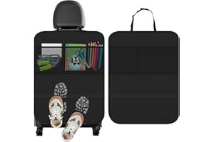 Cozary Protector Silla Coche 70x50 cm, Protector Asiento Coche Respaldo Niños con 2 Grandes Bolsillos, Tela Oxford Impermeable Antisuciedad para Bebés