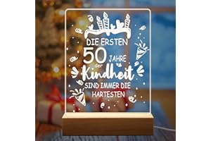 ‎WEEYIN 50 geburtstag Frau, Geschenke Zum 50 Geburtstag Frau Mann, Acryl Nachtlicht LED Lampe Geschenke Deko mit Ovalem Holzsockel, Beste Besondere 50 Geburtstagsgeschenk Für Ehefrau Ehemann 50 Geburtstag