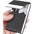 Zibuyu® Business Card Case Holder Metal Visiting Card Case Classy Card Holder for Women & Men PU Leather Wallet Slim Card Case with Metal Magnetic Clasp, 20 Cards (6x9.5cm) - Black