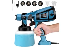 Couleeur Pistola de Pintura,800W HVLP Pulverizador de Pintura Eléctrico con Recipiente de 1400ml, Flujo Máximo de 1000ml/min,4 Boquillas para la Pulverización y Limpieza del Bricolaje