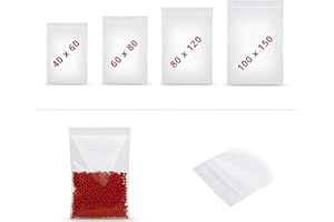 digi marker Elke Plastic Elke Kunststoff-Druckverschlussbeutel, Set mit 4 Größen, 50 m, Druckverschlussbeutel, Schnellverschlussbeutel, Druckverschlussbeutel, Polybeutel, Druckknopf, Weiß