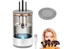 PEACEKING Limpiador y Secador Eléctrico para Brochas de Maquillaje, Limpiador de Brochas de Maquillaje con Alimentación USB Compatible con Todas las Tamaños de Brochas, Limpieza Profunda y Rápida para Mujeres