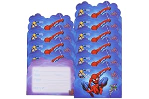 Qemsele inviti Compleanno Bambini, 30 Inglese Inviti Battesimo con Buste Biglietti Cartoline per Bambini, Ragazze Festa di Compleanno e Baby Shower (4,3 * 5,5 Pollici (11 * 14 cm), Spiderman)