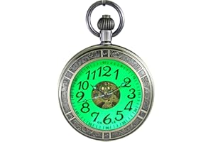 OGLE Waterproof Magnifying Glass Skeleton Chain Silver Pocket Watch Self-Winding Automatic Mechanical Pocket Watch