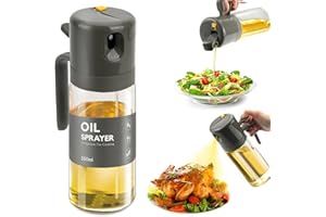 Foenwoen Spruzzino Olio per Friggitrice Aria 550 ml, Spruzzatura e Versamento di Olio, Spruzzino per Olio Vetro, Spray Olio Cucina, Spruzzatore Olio Friggitrice Ad Aria per Cottura, Grigliate (Grigio)