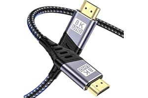 YUETUOL Kabel HDMI 8K 2M, HDMI 2.1 Cable 48 Gbps High Speed 8K 60Hz HDMI 4K 120Hz 7680P eARC HDCP 2.2 & 2.3 DTS: X Dynamic Dolby HDR, kompatybilny z monitorem PS5 X-BOX HDTV, itp