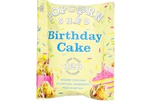 POPCORN SHED Birthday Cake Gourmet Popcorn Snack Pack, 1 x 24g Bag, Handcrafted, Natural & Vegetarian Lunch Box & Low Calorie Movie Night Snack