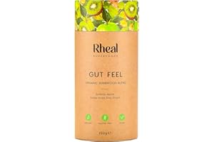 Rheal Gut Feel 150g | 30 Servings | Supports Digestion & Gut Health | Source of Fibre | 600mg Actazin Kiwi | Organic Superfoods with Ginger & Baobab | Certified B Corp