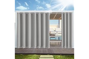 ‎HAITAOSY HaiTaoSy Outdoor Vorhang Wetterfest mit ösen Oben und Unten (Nach Mass), Wasserdicht Wetterfest Vorhang Sonnenschutz Sichtschutz Gardine für Außen Terrasse Balkon Vorhalle, 1 Stück 242X215cm Hellgrau