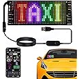 Car LED Sign - Bluetooth App/Remote Control Flexible Programmable Car LED Interior Lights, USB 5V Car Custom Text Pattern LED Display Board Matrix Panel, Car Gadgets for Men, for Bar Party, 17x7 cm