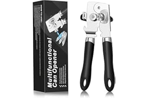 JOEJONI Ouvre-Boîte Manuel, 3 en 1 Multifonctionnel Ouvre-Boîte Magnétique, Ouvre-Boîte avec Poignée Antidérapante et Bouton Rotatif Ergonomique, pour Personnes âgées, Camping, Cuisinier