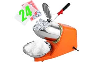 TOSUCS Trituratore per Ghiaccio Elettrico a Doppio Taglio, 300 W, 220 V-240 V, Macchina per Gelato Tritato, Commerciale di Macchina per Frullati, Volume di Ghiaccio Concassato: 65 kg/Ora.(Arancione)