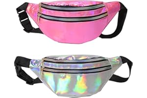 WUPENGZON 2 Stück Bauchtasche Gürteltasche Damen, Verstellbarer Gurt Hüfttasche,Sport Wasserdicht Hüfttasche,Holographische Fanny Pack mit Taschen für Damen Outdoor Wandern Reisen Party Festival(2 Farben)