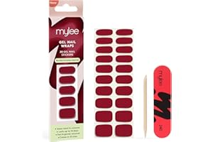 Mylee Gel Nail Wraps – 10 Pre-Cured Gel Stickers for Instant Mani – No Lamp Needed, Chip-Resistant, Glossy Finish, Lasts Up to 14 Days – Easy to Apply, Vegan & Cruelty-Free (0017 - As Red As It Gets)