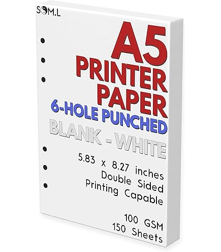 thumbnail image 2 of ZGMJ Unpunched Lined Refill Paper - A5 Loose Leaf Paper For Ring Binder/Discbound Notebook Planner Inserts, 100 Sheets/200 Pages, 6-Hole Punched, 100gsm Ruled White Pages, 5.8" X 8.2 2 of 14
