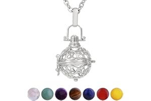 Morella Mujeres Collar 70 cm acero Inoxidable con Colgante y 7 Piedras Preciosas Gema Bolas de Chakra en Bolsa Der joyería