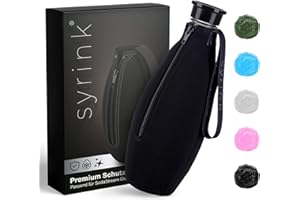 ‎SYRINK SYRINK® Schutzhülle kompatibel mit SodaStream Glasflasche [100% PASSEND] Neopren Schutzhülle & Outdoor Flaschenkühler Glasflaschen für SodaStream Crystal 2.0 | schützt vor Bruch & Kratzern