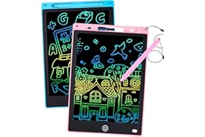 PERMUST 2 Pacchi Tavoletta Grafica Bambini LCD con Display Colorato 12 Pollici, Tavoletta Scrittura da Disegno Cancellabile con Scheda Elettronica con Pulsante Elimina e Interruttore di Blocco