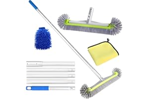 PASLFC Pool Reinigungsbürste mit Teleskopstange 160cm, Poolbürste 45cm, Poolbesen Set, Pool Cleaning Brush mit Längenverstellbarer Aluminiumstange, Pool Bürsten Set für Pool Reinigung