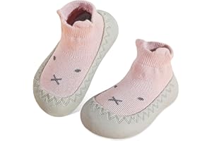 JinBei Skarpety dziecięce, antypoślizgowe, gumowa podeszwa, buty do nauki chodzenia, słodkie, dla małych dzieci, miękka podeszwa, antypoślizgowe, buty dla chłopców i dziewczynek, 6-24 miesięcy