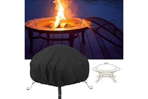 LMYDIDO Schutzhülle für Feuerschale Runde Wasserdichtes Feuerstelle Abdeckung UV-Schutz Schwarz Outdoor Round Barbecue Staubschutz Feuerstelle Schutzhülle(102 x 45cm)