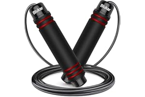 Corde à Sauter, Blukar Speed Jump Rope Réglable pour Enfant & Adulte, Roulements à Billes en Acier, Poignées Antidérapantes en Mousse, Câble en Acier pour Fitness, Crossfit, Sport, Boxe, GYM -2.8M
