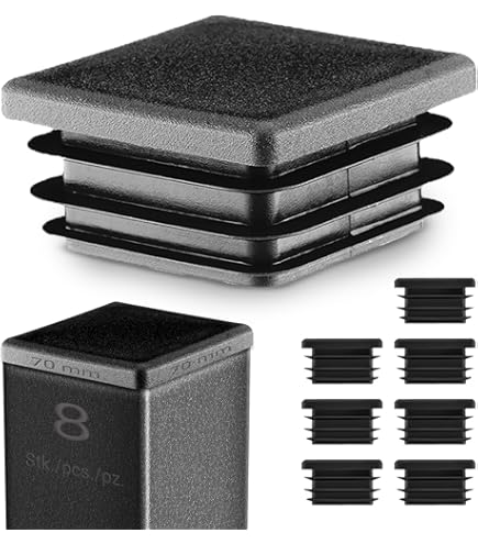 Tappi Terminali Per Tubi Rettangolari - 70x25 Mm, Neri, Per Sedie, Tavoli E Mobili, 20 Pezzi - Foto 6