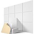 Lebenforce Self-adhesive Acoustic Panels 12 Pack, 12" X 12" X 0.4" Polyester Sound Proof Padding, High Density Soundproof Wall Panels, Sound Absorbing panel for Home & Offices (White)